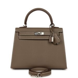 Hermes Kelly Sellier 25 Etoupe Epsom Palladium Hardware (MAC-H-K-260611-8)