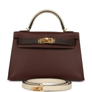 Hermes Kelly Sellier 20 Tri-color Terre, Ebene, Craie Epsom Gold Hardware