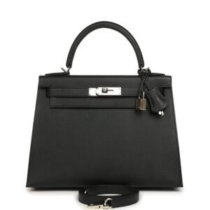 Hermes Kelly Sellier 28 Black Epsom Palladium Hardware (MAC-H-K-260617-5)