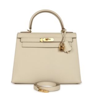 Hermes Kelly Sellier 28 Craie Epsom Gold Hardware (MAC-H-K-260619-7)