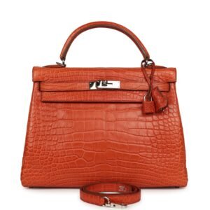 Hermes Kelly Retourne 32 Sanguine Matte Alligator Palladium Hardware