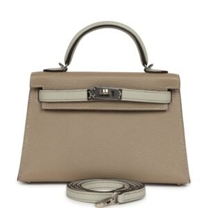 Hermes Special Order (HSS) Kelly Sellier 20 Gris Tourterelle, Gris Perle Chevre Mysore Palladium Hardware