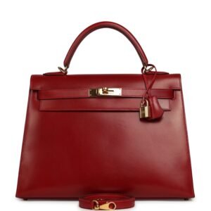 Vintage Hermes Kelly Sellier 32 Rouge Vif Box Gold Hardware (MAC-H-K-260630-2)