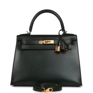 Hermes Kelly Sellier 28 Vert Fonce Box Gold Hardware