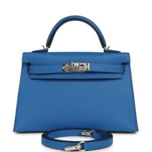 Hermes Kelly Sellier 20 Bleu Zellige Epsom Palladium Hardware