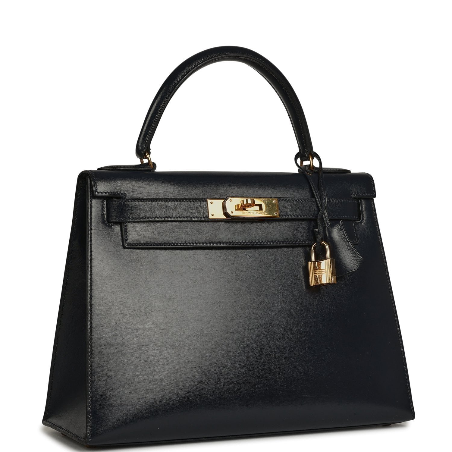 Vintage Hermes Kelly Sellier 28 Bleu Navy Box Gold Hardware - Image 2