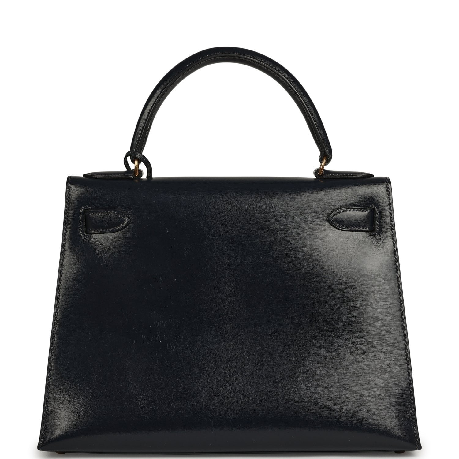 Vintage Hermes Kelly Sellier 28 Bleu Navy Box Gold Hardware - Image 4