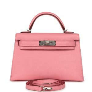 Hermes Kelly Sellier 20 Rose Confetti Verso Chevre Mysore Palladium Hardware