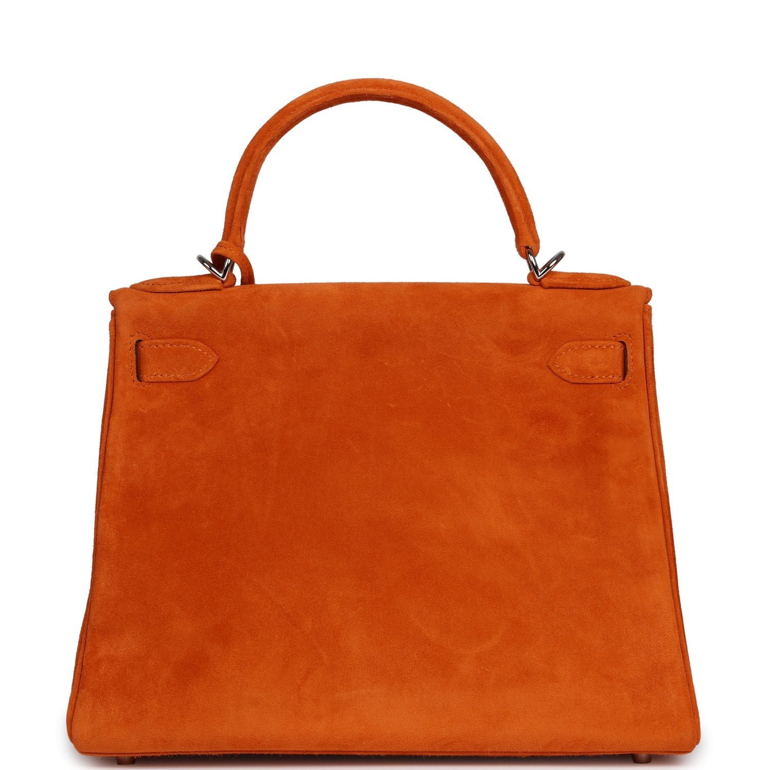 Vintage Hermes Kelly Retourne 28 Orange Doblis Palladium Hardware - Image 4