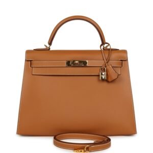 Vintage Hermes Kelly Sellier 32 Naturel Sable Chamonix Gold Hardware