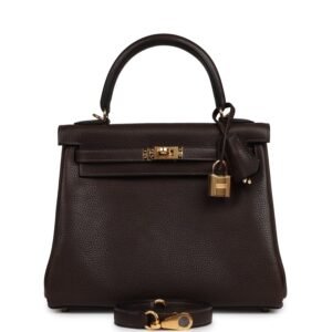 Hermes Kelly Retourne 25 Ebene Barenia Faubourg Gold Hardware