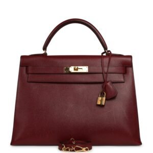 Vintage Hermes Kelly Sellier 32 Rouge H Courcheval Gold Hardware