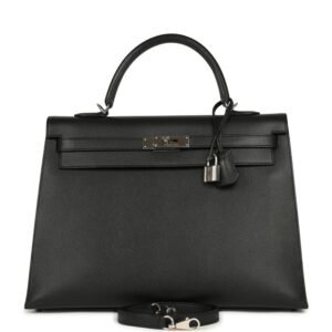 Hermes Kelly Sellier 35 Black Epsom Palladium Hardware (MAC-H-K-260715-6)