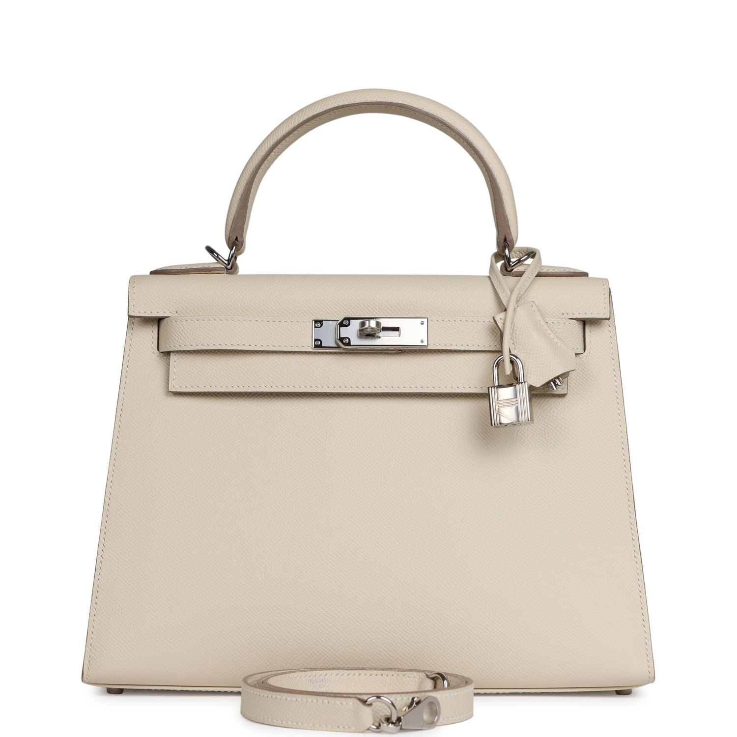 Hermes Kelly Sellier 28 Craie Epsom Palladium Hardware