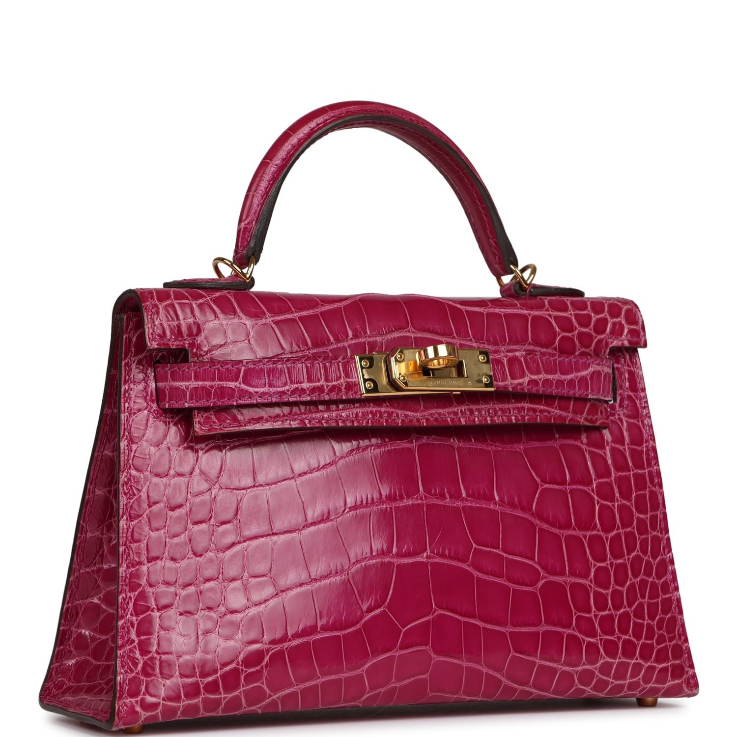 Hermes Kelly Sellier 20 Rose Scheherazade Shiny Alligator Gold Hardware - Image 2