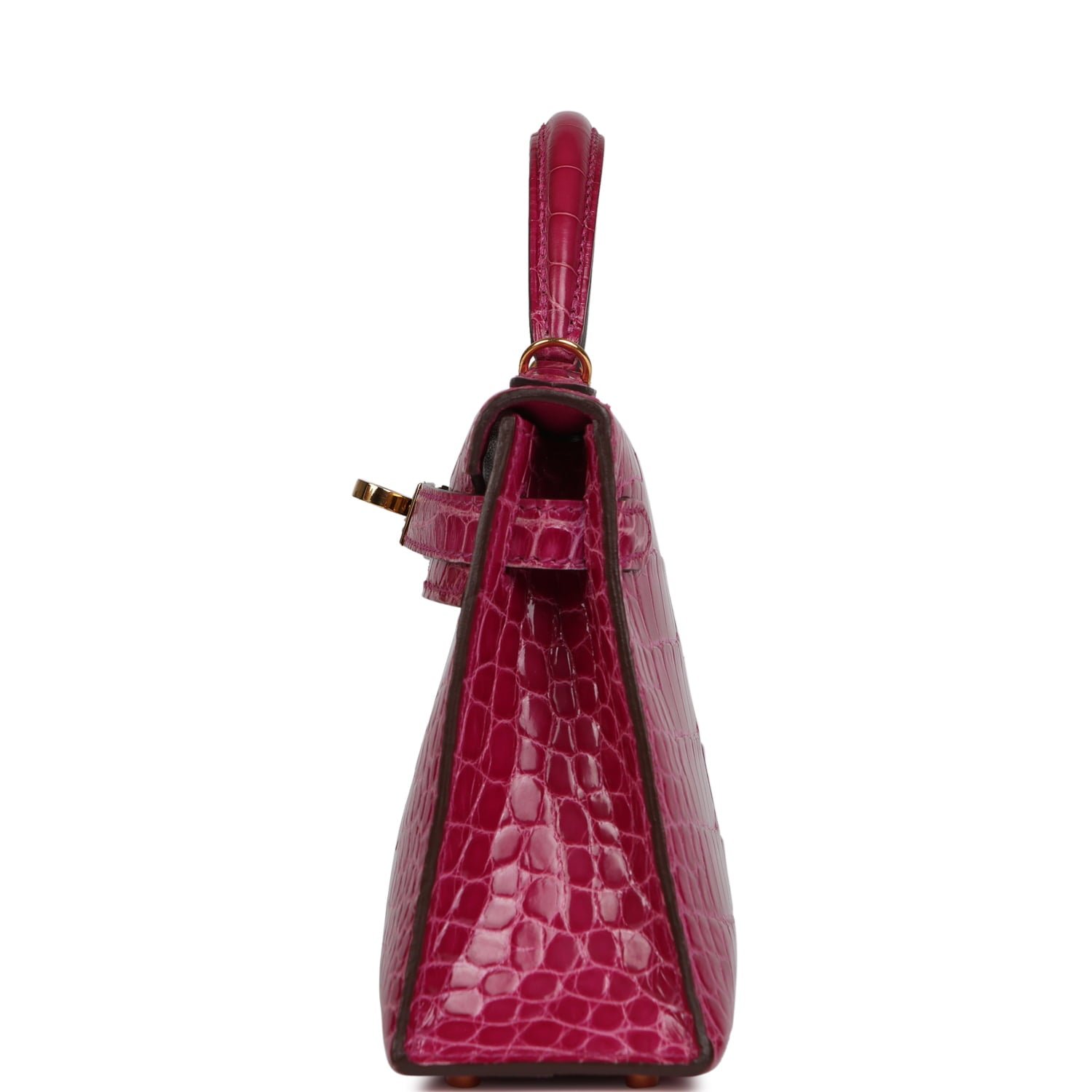 Hermes Kelly Sellier 20 Rose Scheherazade Shiny Alligator Gold Hardware - Image 4