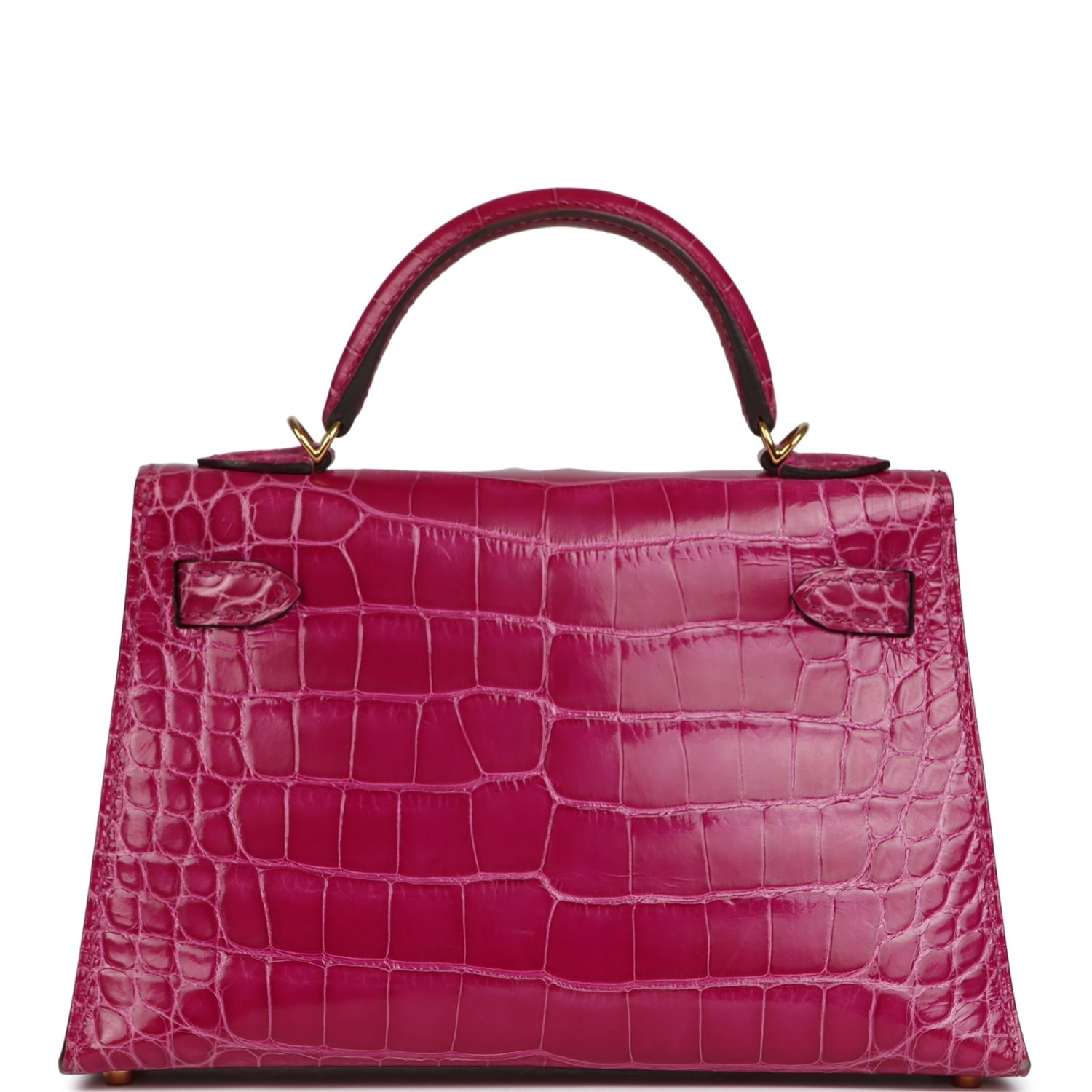 Hermes Kelly Sellier 20 Rose Scheherazade Shiny Alligator Gold Hardware - Image 3
