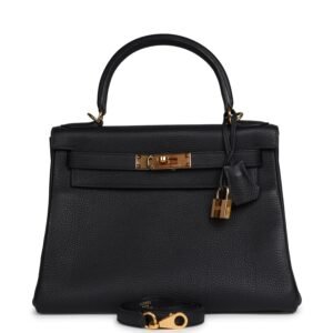 Hermes Kelly Retourne 28 Bleu Nuit Togo Gold Hardware (MAC-H-K-260721-1)