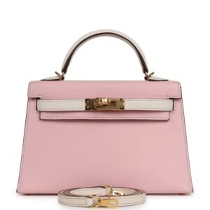 Hermes Special Order (HSS) Kelly Sellier 20 Rose Sakura, Nata Chevre Mysore Gold Hardware