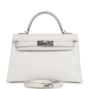Hermes Kelly Sellier 20 Creme Chantilly Matte Alligator Palladium Hardware