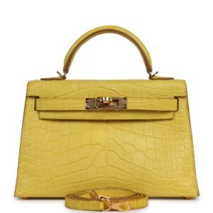 Hermes Kelly Sellier 20 Mimosa Matte Alligator Gold Hardware