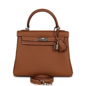 Hermes Kelly Retourne 25 Gold Togo Palladium Hardware