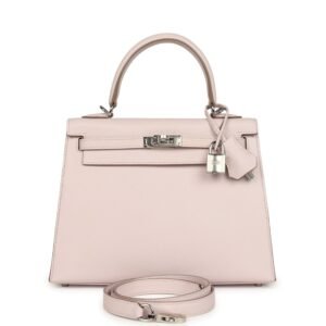 Hermes Kelly Sellier 25 Mauve Pale Epsom Palladium Hardware