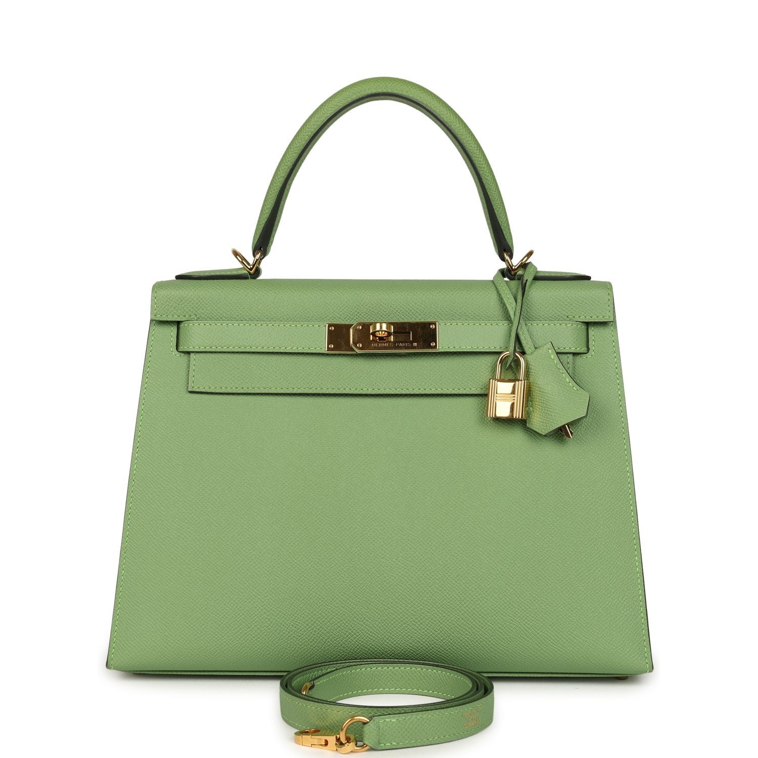 Hermes Kelly Sellier 28 Vert Criquet Epsom Gold Hardware