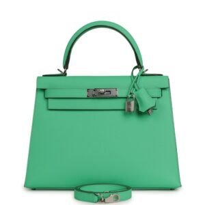 Hermes Kelly Sellier 28 Vert Comics Epsom Palladium Hardware