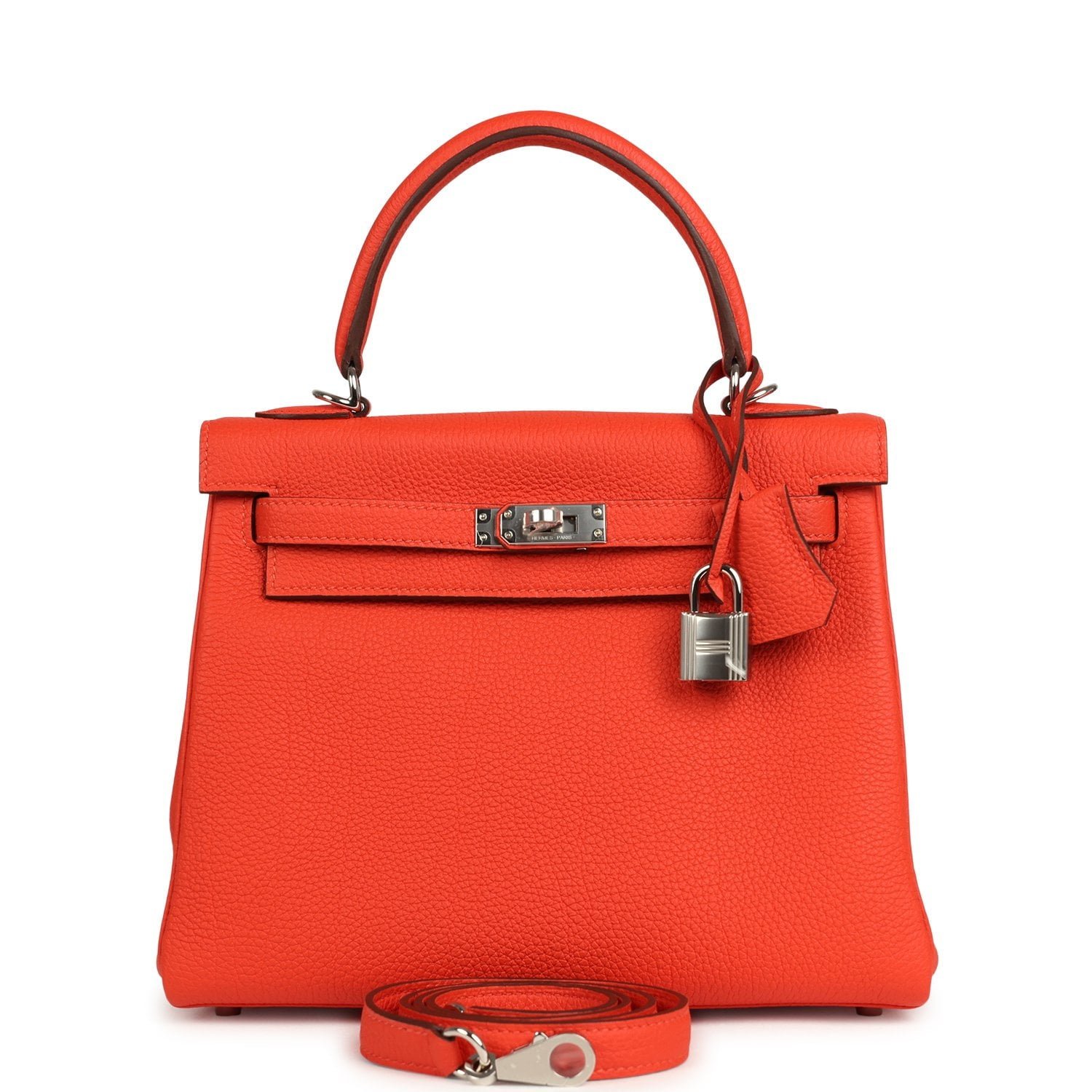 Hermes Kelly Retourne 25 Capucine Togo Palladium Hardware