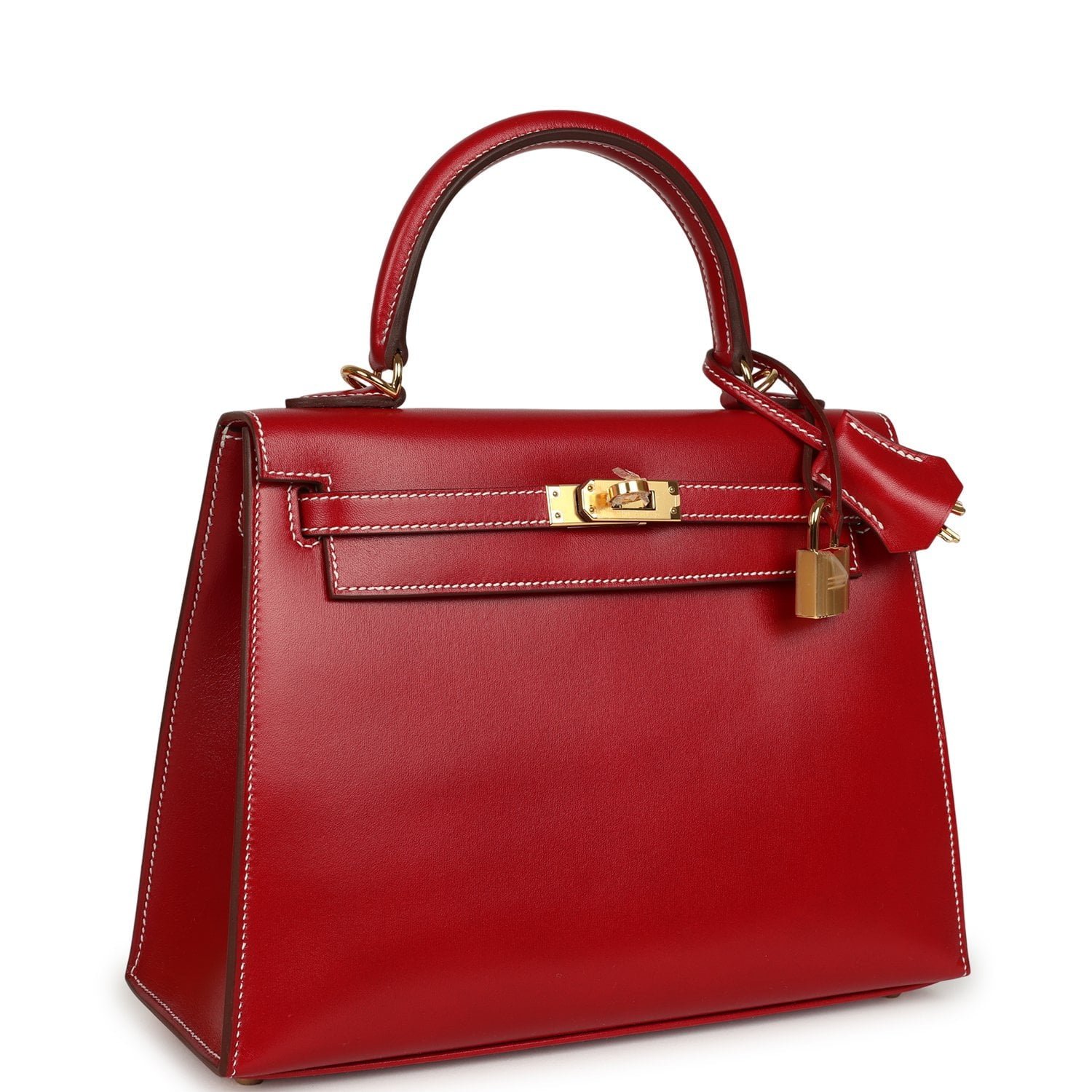 Hermes Kelly Sellier 25 Rouge Piment Box Gold Hardware - Image 2