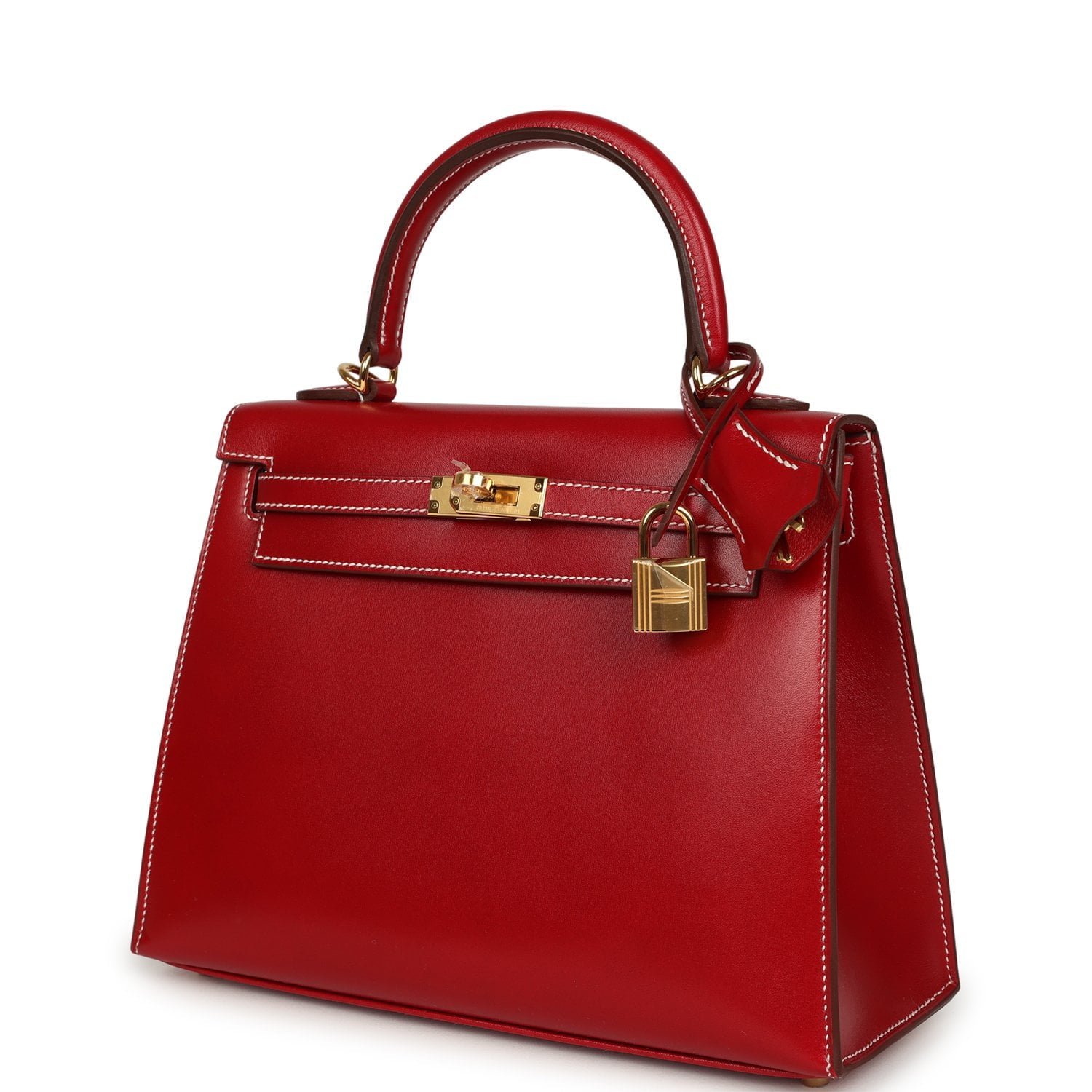 Hermes Kelly Sellier 25 Rouge Piment Box Gold Hardware - Image 5