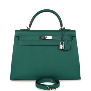 Hermes Kelly Sellier 32 Malachite Epsom Palladium Hardware