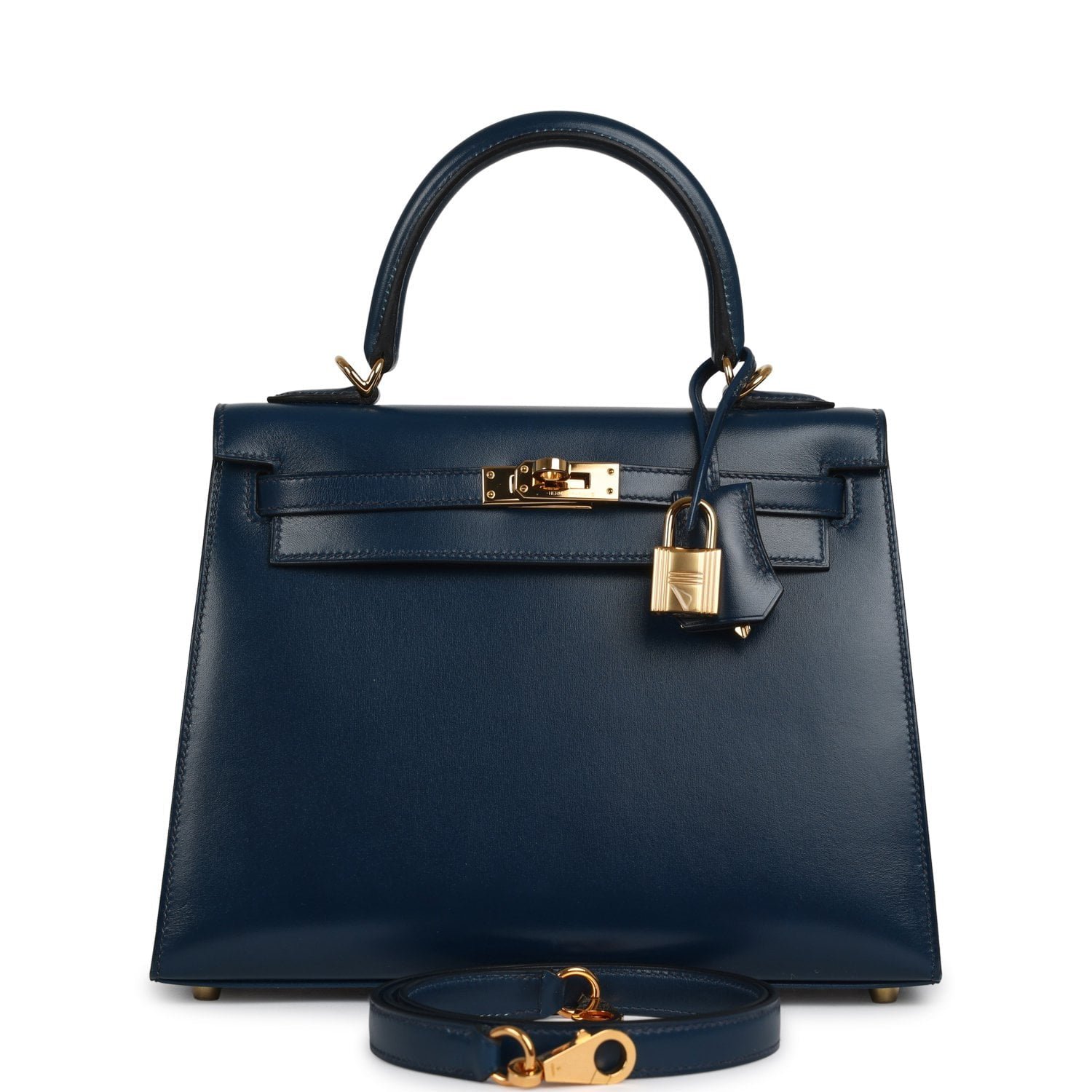 Hermes Kelly Sellier 25 Bleu De Prusse Box Gold Hardware