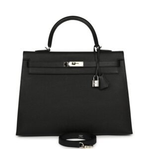 Hermes Kelly Sellier 35 Black Epsom Palladium Hardware (MAC-H-K-260817-1-JK)