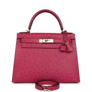 Hermes Kelly Sellier 28 Rose Poupre Ostrich Palladium Hardware (MAC-H-K-260817-2)