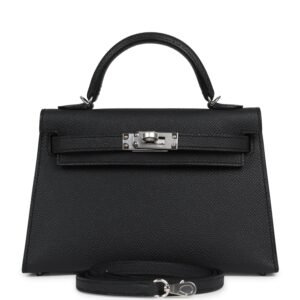 Hermes Kelly Sellier 20 Black Epsom Palladium Hardware