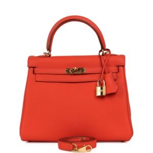 Hermes Kelly Retourne 25 Capucine Togo Gold Hardware