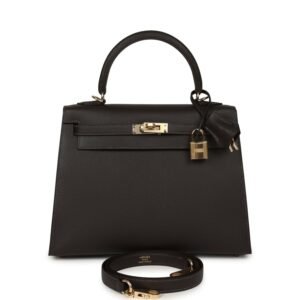 Hermes Kelly Sellier 25 Bai Brun Epsom Permabrass Hardware