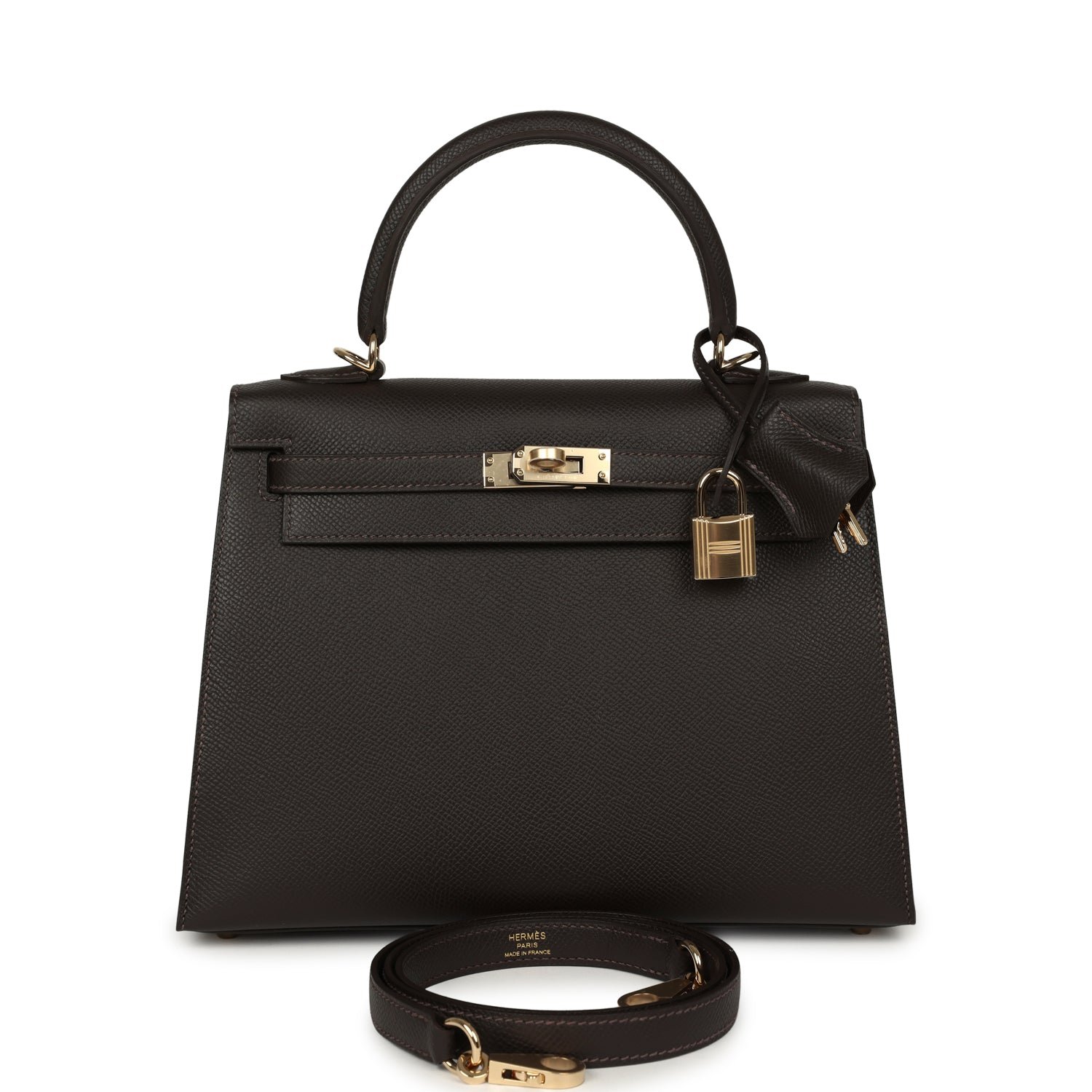 Hermes Kelly Sellier 25 Bai Brun Epsom Permabrass Hardware