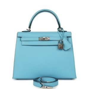 Hermes Kelly Sellier 25 Celeste Epsom Palladium Hardware