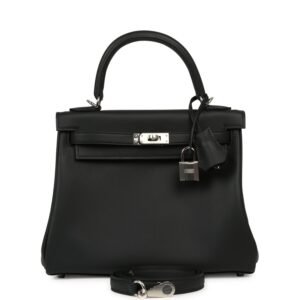 Hermes Kelly Retourne 25 Black Swift Palladium Hardware