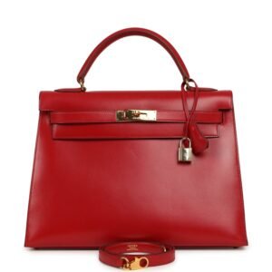 Vintage Hermes Kelly Sellier 32 Rouge Vif Box Gold Hardware (MAC-H-K-260908-2-NL)