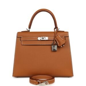 Hermes Kelly Sellier 25 Gold Epsom Palladium Hardware