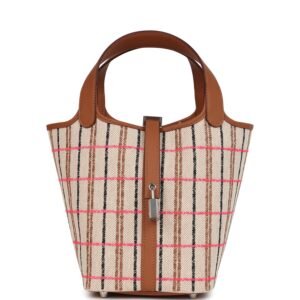 Hermes Picotin Lock 18 Gold, Ecru-Beige, Rose Pop, Black Toile H and Fauve Swift and Toile H Palladium Hardware