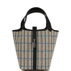 Hermes Picotin Lock 18 Black Swift and Ecru, Bleu, Black and Fauve Toile H Canvas Palladium Hardware