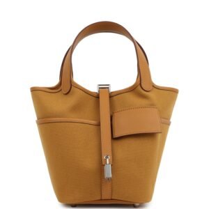 Hermes Picotin Cargo 18 Sesame Swift and Toile Canvas Palladium Hardware