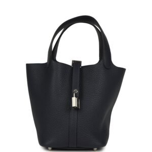 Hermes Picotin Lock 18 Bleu Nuit Clemence Palladium Hardware