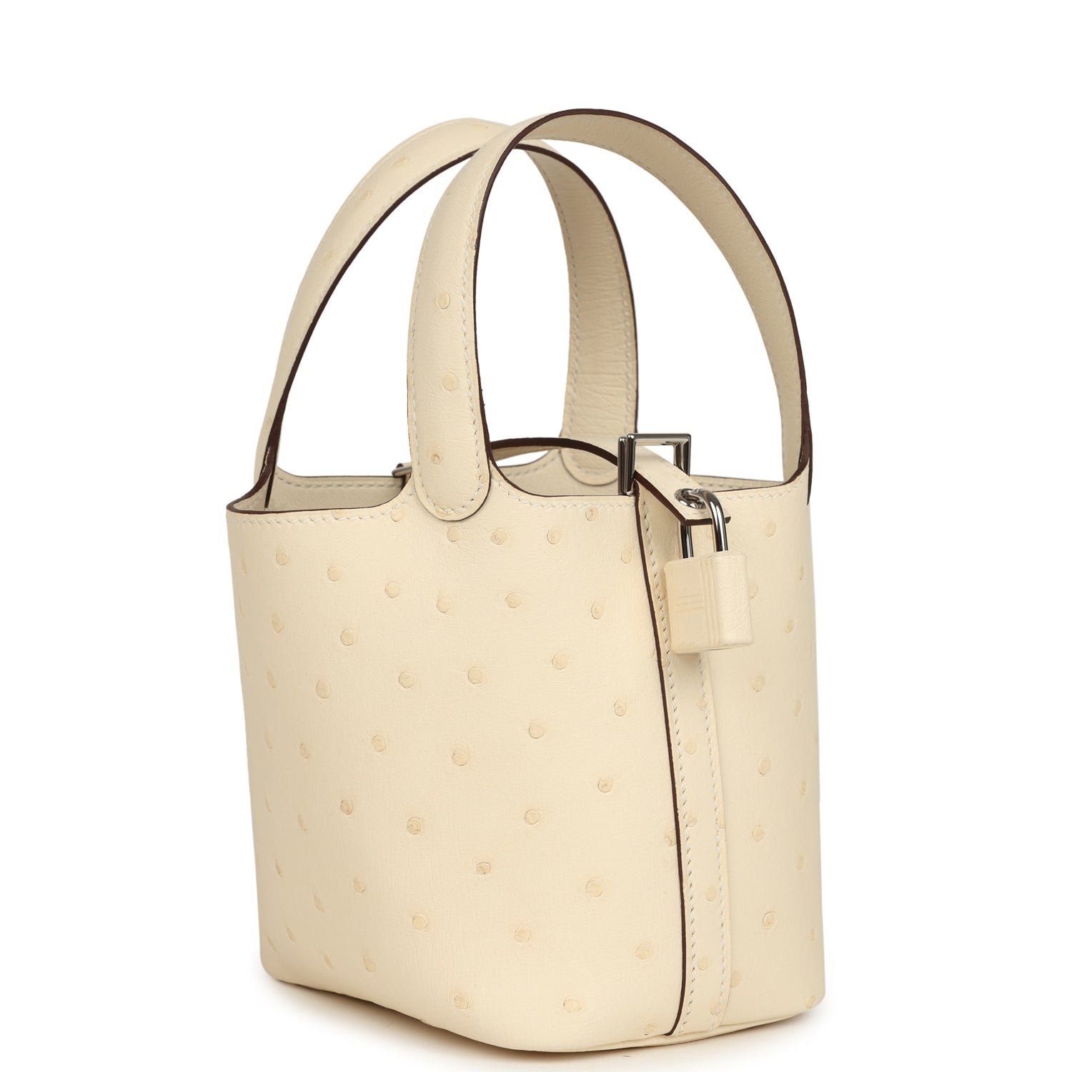 Hermes Micro Picotin Lock 14 Nata Ostrich Palladium Hardware - Image 2