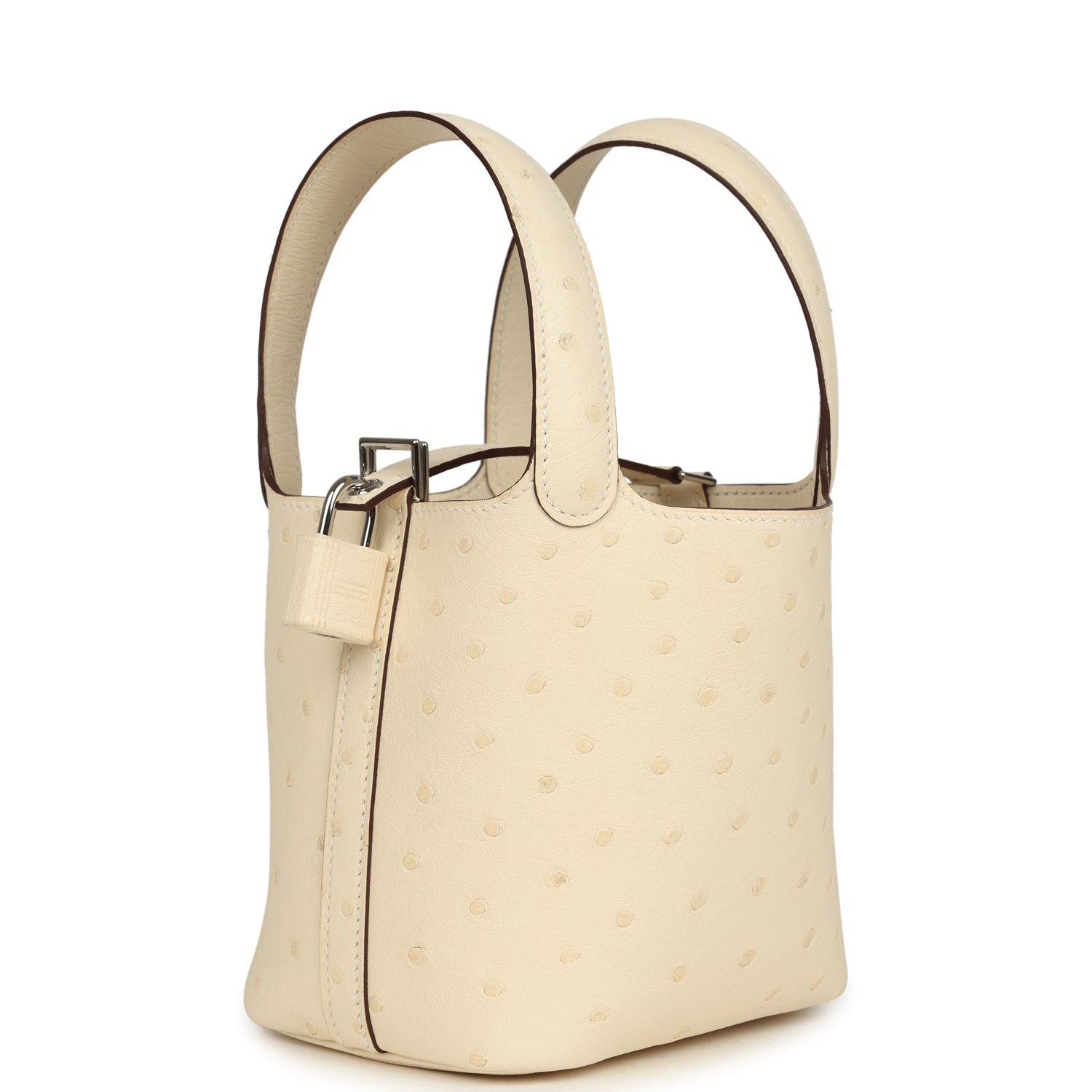 Hermes Micro Picotin Lock 14 Nata Ostrich Palladium Hardware - Image 5